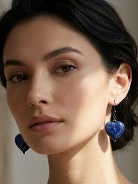 Lapis Lazuli Heart Shaped Earrings